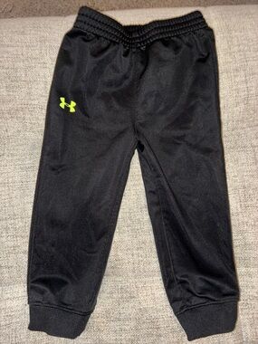 Under Armour Kids Black Joggers with Bright Green Logo
